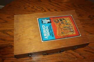 1972 HANDY ANDY Carpenters Tool Set Chest 602 In Wood Box Tools Complete 2