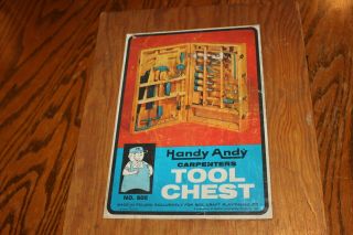 1972 HANDY ANDY Carpenters Tool Set Chest 602 In Wood Box Tools Complete 3