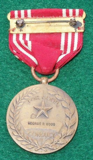 Wwii Us Army Named & Engraved Good Conduct Medal Unresearched 2