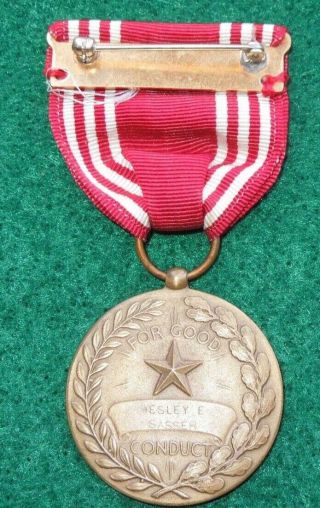 Wwii Us Army Named & Engraved Good Conduct Medal Unresearched 1