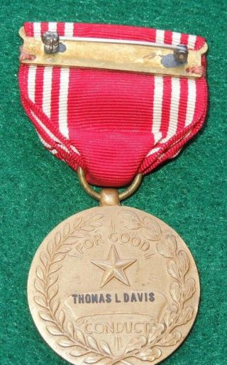 Wwii Us Army Named & Engraved Good Conduct Medal Unresearched 3