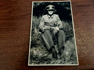 Rppc Real Photo Pc Wwii Ww2 German Soldier Holds Dagger