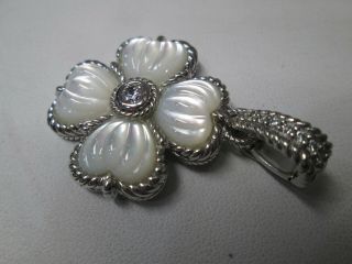 Judith Ripka Diamonique Mother Of Pearl Sterling Silver Flower Pendant Enhancer