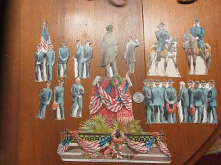 Civil War Lincoln General Soldiers Advertising Trade Card Cut Out Figures