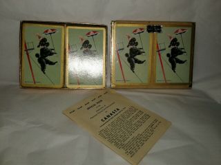 Vintage Black Poodle Dog Umbrella Canasta Double Deck Playing Cards 3