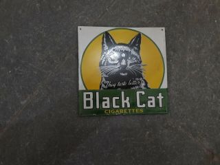 Porcelain Black Cat Enamel Sign Size 6 " X 6 " Inches