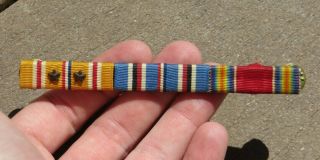 Ww2 Us Army Military 3/8 " 3 Place Ribbon Bar American Campaign Asiatic Victory