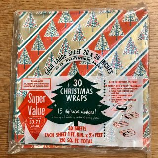 Vintage Mid Century Flat Christmas Wrapping Paper 120 Ft.  15 Designs Heavy Duty