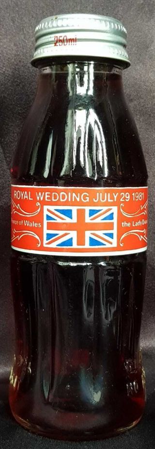 Coca Cola Bottle 1981 Royal Wedding Bottle Princess Diana Prince Of Wales Full