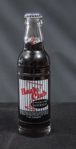Vintage Full Bottle Acl Hazel Club Grape Soda Clear Glass 7 Oz Hazelton,  Pa.