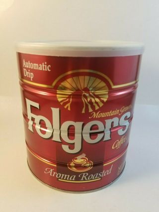 Vintage Folgers Red Nos Aroma Roasted Coffee Can 39 Oz Big Lebowski