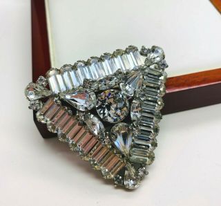 Vintage Jewellery Signed Weiss Sparkling Clear Rhinestone Brooch/pin (1950s)