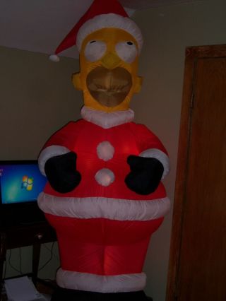 Homer Simpson Santa Inflatable Gemmy Airblown Christmas Yard Blow Up Over 8 Feet