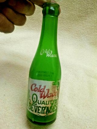 Cold Wave Quality Soda Pop Bottle - 7 Oz - Ice Cream And Bottling Co Ironton,  Ohio