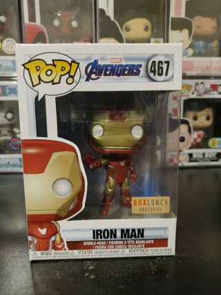 Funko Pop Marvel Avengers Endgame Iron Man 467 Box Lunch Exclusive W/ Protector