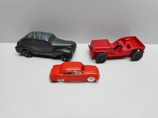 Vintage - One Small Semi - Hard Plastic Car And Two Parts Cars - Jeep And Sedan