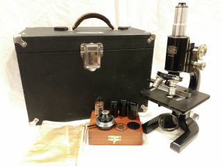 Vintage Spencer Buffalo Microscope 137925 W/case & Accessories