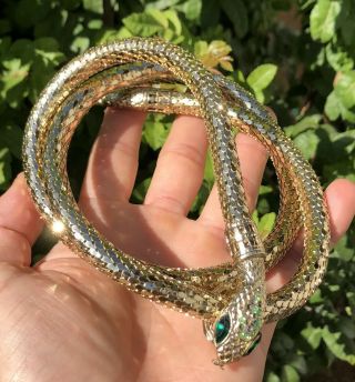 Vintage Whiting & Davis Mesh Gold Tone Snake Lariat Necklace Belt