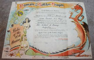 Vintage Domain Of The Golden Dragon Certificate 1955