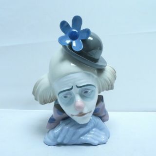 Lladro Hand Made In Spain Daisa 1981 5130 Pensive Clown Head Figurine 10.  5 "