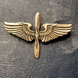 Ww2 Era Sterling Silver Wings And Propeller Pilot Pin Badge