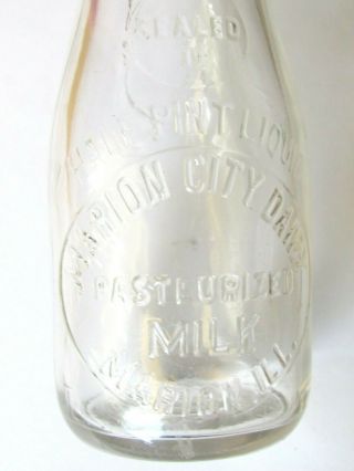 Vintage Marion City Dairy Marion Ill Embossed Milk Cream Half Pint Bottle