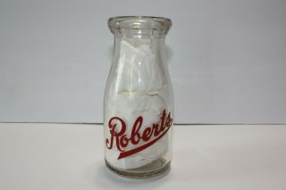Roberts Round Glass Half Pint Cream Milk Bottle