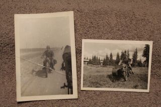 Two Ww2 Photographs Of A German Soldiers On Motorcycles In Action