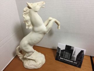 " Behold The Pale Horse " Hand Carved Alabaster White Horse Vintage