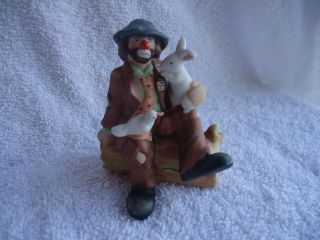 Flambro Emmett Kelly Jr Porcelain Figurine - Hobo On Bench With Bird&bunny