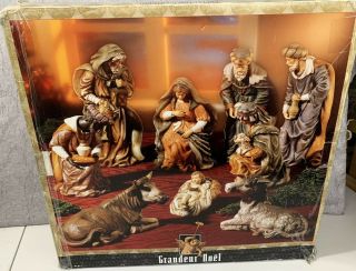 Grandeur Noel Collector Edition 9 Piece Hand - Painted Porcelain Nativity Set
