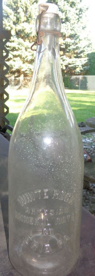 White Rock Half Gallon Soda Minerial Blob Top Bottle Erie Pa