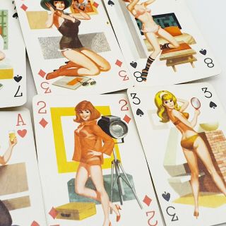 Playing cards card deck Pin Up Slick Chicks sexy lady Hungary 1960 ' s VINTAGE 3