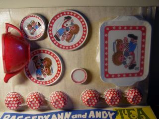 Vintage Chein Raggedy Ann and Andy Tea Set No.  332 and in Orig Box 3