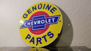 Vintage Chevrolet Porcelain Gas Trucks Parts Service Station Gm Pump Plate Sign