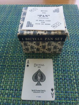 Vintage 808 Bicycle Panguingue Pan Blue Card Set W/ Instructions - Complete