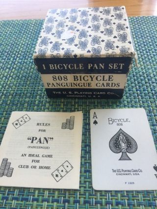 Vintage 808 Bicycle Panguingue Pan Blue Card Set w/ Instructions - Complete 3