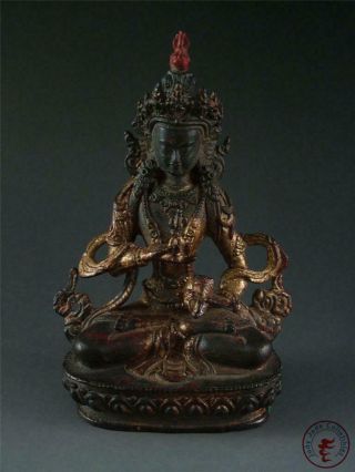 Fine Old Chinese Tibet Gilt Bronze Figure Of Tibetan Kwanyin Statue