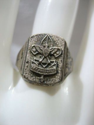 Vintage Bsa Boy Scouts Be Prepared Sterling Fleur De Lis Silver Ring