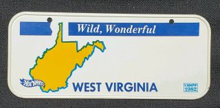 Vintage Hot Wheels Bike Mini License Plate West Virginia 1982 Unreleased Promo