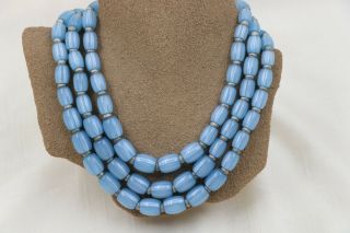 Vintage Trifari Blue Lucite Beaded Necklace