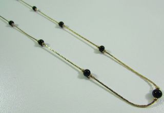 Vintage Estate Monet Gold Tone Chain Necklace Black Bead 24 " Long