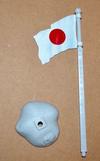 Vintage 1960s Marx Iwo Jima Army Playset Japanese Flag & Pole & Stand