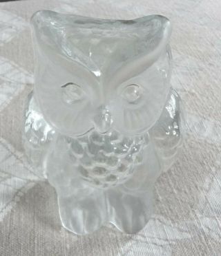 Vintage Viking Clear Crystal Glass Figurine Owl Paperweight