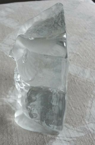 Vintage Viking Clear Crystal Glass Figurine Owl Paperweight 2