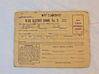 Vtg Ww2 1943 Usa War Ration Book 3 Stamps Home Front Us Armed Forces Military