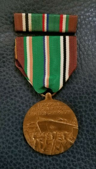 Wwii European African Middle Eastern Campaign Medal W/slot Brooch Ribbon