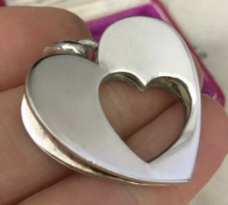 Vintage Jewellery Lovely Large Sterling Silver Modernist Heart Pendant