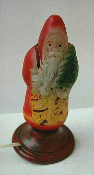 Vintage Large Painted Glass Santa Claus Father Christmas Bulb Bakelite Lamp