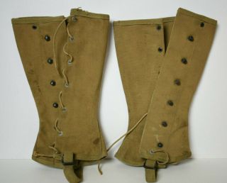 Vintage Wwii Canvas Leggings Spats Gaiters Named Arjol 1944 3